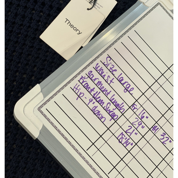 NWT Theory Women's Navy Blue Crochet Cotton Textured Knit Midi Pencil Skirt Sz L - Picture 11 of 16